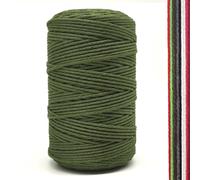 FORBELL Hilo de macramé, 2 mm x 300 m, Hilo de algodón Premium, Manualidades (Verde Militar (2 mm))