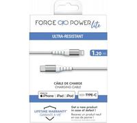Force Power Cable USB C/Lightning Reforzado de 3 A, tamaño de 1,2 Metros, Color Blanco