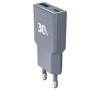 Force Power Cargador USB-C / USB-A 30W Power Delivery UltraGaN Rapide, Gris