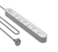 Force Power Lite F152435 - Regleta 6 Tomas Europeas, garantía de por Vida, enchufes con Proteccion sobretensión 800 Julios, con LED indicador, Seguridad Infantil, Interruptor, Cable 1,5m, Blanco/Gris