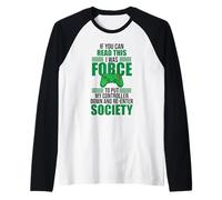 Forced to Put Controller Down Re-Enter Society Gamer Camiseta Manga Raglan