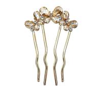 Forcina French Twist - | 4 Rebi con Strass per Matrimonio e Banchetto - Forcina a Forma di U per Acconciature Eleganti - Argento, Lucente, Tenuta Sicura, 1 Pezzo, Pro