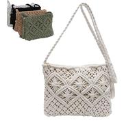 Forcipower Stylish Summer Woven Bag - Cotton Rope Tassel Clutch, Convertible Boho Beach Purse for Women, Retro Crochet Crossbody Vacation Travel Gift (White)