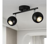 FORCOSO Foco de Techo 2 focos - Orientable 350° Lámpara de Techo Negro GU10 spots LED Plafón Globo Aplique Interior para Salón Dormitorio Cocina Pasillo - Sin Bombilla