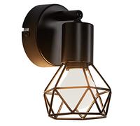 FORCOSO Focos de Techo Retro Industrial, Lámpara Ajustable de 350° con Diseño de Jaula de Metal, Focos para el Techo E14 para Dormitorio Sala de Estar Cocina Corredor, Negro 1 pieza (Sin Bombilla)