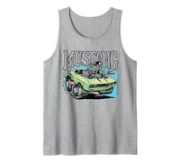 Ford - Coche Mustang Verde Vintage con Motor Camiseta sin Mangas, Hombre, Gris Jaspeado, L
