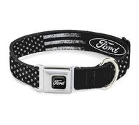 Ford - Collar para Mascotas, Collar de Perro con Hebilla de cinturón de Seguridad de Metal, Color Negro y Blanco Desgastado, 16 a 23 Pulgadas, 1.5 Pulgadas de Ancho