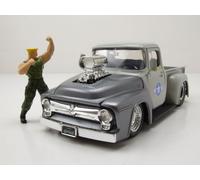 Jada- Street Fighter II, Ford Pickup Escala 1:24, en Metal, Giro de Ruedas, Apertura de Puertas y Figura de Guile (253255057)