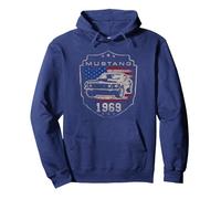 Ford Mustang 1969 Flag Sudadera con Capucha, Unisex para Adultos, Azul Marino, XL