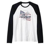 Ford Mustang '70 American Flag Camiseta Manga Raglan