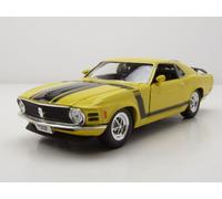 MODELO DE COCHE ESTÁTICO WELLY FORD MUSTANG BOSS 302 1970 AMARILLO NEGRO ESCA...