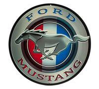 Ford Mustang Round Embossed Metal Sign - Vintage Ford Mustang Sign for Garage or Man Cave
