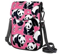 FORDAIIDV Bolso cruzado pequeño para mujer, bolso de viaje ligero con correa ajustable para el hombro, bonito panda sobre rosa
