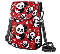 FORDAIIDV Bolso cruzado pequeño para mujer, bolso de viaje ligero con correa ajustable para el hombro, bonito panda sobre rojo
