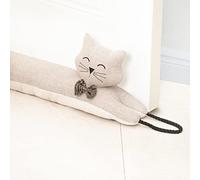 Forecronic Burletes de Puerta Decorativos Paravientos 122 cm para Puertas y Ventanas, Amortiguador de Corrientes de Aire contrapesado para la Parte Inferior de la Puerta - Gato Caqui 48"
