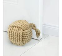Forecronic topes para puertas nudo de cuerda de yute Tope de puerta náutico decorativo hecho a mano, Tope de puerta interior con peso Nudo marinero para puerta y ventana - Esférico (13x13cm, 1.8kg)