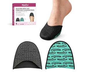 Forefoot Cushion Pads, No Show Half Socks, 1 Pairs, L:W9-11/M7.5-9 | Half Socks for Mules & Flats, Ball of Foot Metatarsal Cushions, Pain Relief Foot Pads for Loafers & Closed Toe Heels