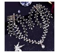 Forehead Headband with Combs Rhinestone Women Headdress Water Drop Bridal Wedding Hair Ornament Bride Head Chain para ocasiones especiales y festivales(Gold 1)