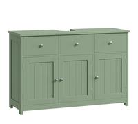 FOREHILL 100cm Mueble Bajo Lavabo, Mueble Baño con 3 Puertas, 2 Cajones | Mueble Lavabo con Pies, Muebles Auxiliares de Baño, Armario de Baño Verde 100An. x 30F. x 61Al. cm