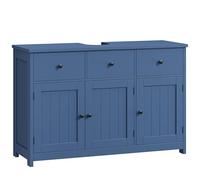 FOREHILL 100cm Mueble Bajo Lavabo, Mueble Baño, Mueble Lavabo con Pie, con 3 Puertas, 2 Cajones, 100 x 30 x 61 cm (Azul)
