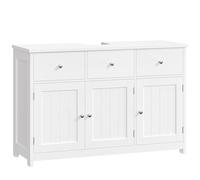 FOREHILL 100cm Mueble Bajo Lavabo, Mueble Baño, Mueble Lavabo con Pie, con 3 Puertas, 2 Cajones, 100 x 30 x 61 cm (Blanco)
