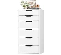 FOREHILL Comoda Dormitorio Comodas y Cajoneras Sinfonier Dormitorio Alto Cómoda Cajonera Estrecha con 6 Cajones Mueble Almacenaje para Salón, Oficina, Blanco 45x40x90.5cm