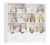 FOREHILL Mueble Almacenaje Juguetes, Mueble Juguetes Organizador, Estanteria Montessori, Estanteria Infantil, Libreria Montessori Infantil, con Ruedas, para Habitación Infantil, Salón (Blanco)