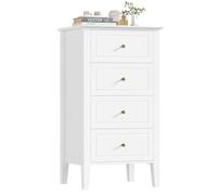 FOREHILL Sinfonier Blanco, Cajonera Armario Interior, Cómodas y Cajoneras Dormitorio, Cómoda con 4 Cajones, Sinfonier Dormitorio Alto, para Salón, Baño, Madera, 50x40x95cm