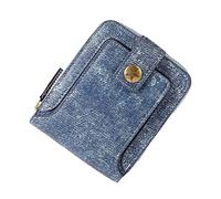 Foreign Trade - Cartera corta multifuncional de tela vaquera con cremallera horizontal para hombre (azul, talla única)