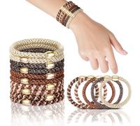 FORENEE Lazos para el cabello que no dañan el pelo, 10 unidades, coletas elásticas para cabello grueso, bandas trenzadas para el cabello de mujeres y niñas, grano de madera