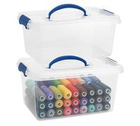 ForenTex Caja Almacenaje Plástico 10L con Tapa y Cierres (N24, 2 Uds) - Transparente, Apilable, para Costura, Herramientas Pequeñas, Cosméticos y Cables