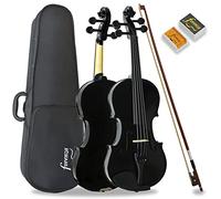 Forenza Uno Series 3/4 Tamaño De Violín De Tamaño Para Principiantes Con Estuche Dura Liviana, Arco De Madera, Colofonia, Cuerdas De Núcleo De Acero - Negro