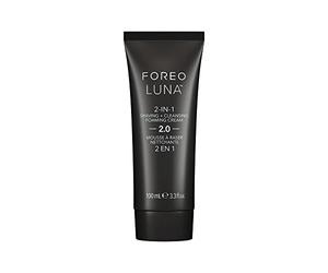 FOREO LUNA - Crema de afeitar 2 en 1 y crema espumosa limpiadora - Espuma de afeitar para hombres - Gel de lavado facial y afeitado - Vitamina E y aceite de oliva - Protección contra quemaduras de