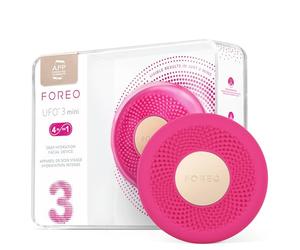 FOREO UFO 3 mini, mascarilla facial 4 en 1, Hidratante facial, Antienvejecimiento, Terapia de luz LED de espectro completo y luz roja, Termoterapia, Masajeador facial T-Sonic, Fuchsia