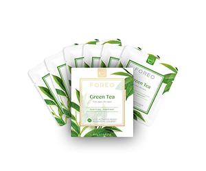 FOREO UFO Green Tea, mascarilla facial activa para piel grasa con imperfecciones, pack de 6, purificante y antioxidante, con té verde y extracto de ulmus, cruelty free, compatible con UFO 2 y UFO