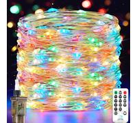 Forepin 23M 200 LED Luces de Hadas con Enchufe, Guirnalda Luces Interior con Temporizador, Impermeable Luces de Navidad para Interior Exteriores Arbol de Navidad, Fiestas, Jardín, Bodas, Multicolor