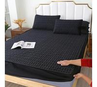FOREPOTY Sábana Bajera Ajustable,Protector de colchón Acolchado Grueso, Impermeable y a Prueba de orina, Funda de colchón con somier Estampada para Dormitorio Infantil, Negro, 150 x 200 cm (1 Unidad)
