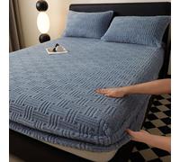 FOREPOTY Sábana Bajera Cama,Protector de colchón de Terciopelo de Cristal cálido, cubrecolchón de Bolsillo Profundo para Cama Individual y Doble, Azul Oscuro, 120 x 200 cm + 28 cm (1 Unidad)