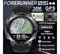 Forerunner 570 GPS reloj inteligente 3ATM impermeable pantalla AMOLED MULTI-BANDA GNSS brújula altímetro linterna deportes Smartwatch hombres Silver Mesh Belt 2A 6 Satellite GNSS