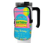 FoRes Bolsa de accesorios versátil para botellas deportivas con globos de feliz cumpleaños, transportador de agua, ideal para caminar, yoga, gimnasio y viajes de ocio, Black, S, Decoración de arte