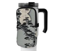 FoRes Pine Tree Under the Moon - Bolsa de accesorios versátil para botellas deportivas, transportador de agua, ideal para caminar, yoga, gimnasio y viajes de ocio, Black, S, Decoración de arte