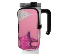FoRes Pink Sand Beach - Bolsa de accesorios versátil para botella deportiva, transportador de agua, ideal para caminar, yoga, gimnasio y viajes de ocio, Black, M, Decoración de arte