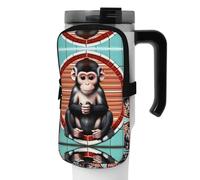FoRes The silent monkey - Bolsa versátil para accesorios de botella deportiva, transportador de agua, ideal para caminar, yoga, gimnasio y viajes de ocio, Black, S, Decoración de arte