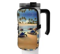 FoRes Turtles on the Beach - Bolsa de accesorios versátil para botellas deportivas, transportador de agua, ideal para caminar, yoga, gimnasio y viajes de ocio, Black, S, Decoración de arte