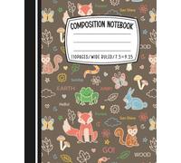 Forest Animal Composition Notebook for Kids: College Ruled 110 Pages Matte Cover Cute Nature Journal with Foxes, Bears & Owls: (7.5 × 9.25 Inches)