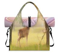 Forest Big Antlers - Bolsa deportiva de lona para mujeres y hombres, cuernos, ciervos, fin de semana, bolsa de noche con compartimento para zapatos, bolsa de hombro para yoga, gimnasio, viajes, color,