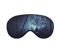 Forest Black Snowfall Cold Galaxy Wolf Pattern Sleep Mask Eye Parche Eyeshade con correa elástica Cover Sleeping para hombres, mujeres y niños