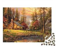 Forest Cabin Puzzle for Niños 1000 Piece Reciclable Autumn Stream Jigsaw Puzzle Divertido and Desafiante Familia Juego Idea for Child‘s Cumpleaños 70x50cm/1000pcs