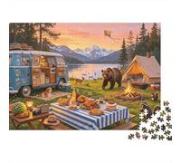 Forest Camping 1000 Piece Jigsaw Puzzle Recycled Papel Outdoor Picnic Puzzles para Chico & Chica Ages 6 Years Up Familiar Gaming Time Accesorios Excelente Regalo Idea Hogar 52x38cm/1000pcs