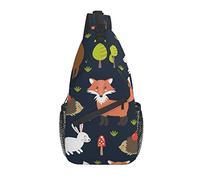 Forest Cartoon Hedgehog Fox Rabbit Cross Chest Bag Diagonalmente Sling Mochila Crossbody Bandolera Viajes Senderismo Mochilas para Hombres Mujeres